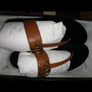 Leather thong sandal with Double G